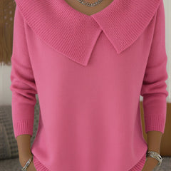Women's Stylish Knit Sweater Relaxed Fit Long Sleeve Crew Neck Casual Wear