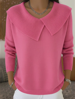 Women's Stylish Knit Sweater Relaxed Fit Long Sleeve Crew Neck Casual Wear