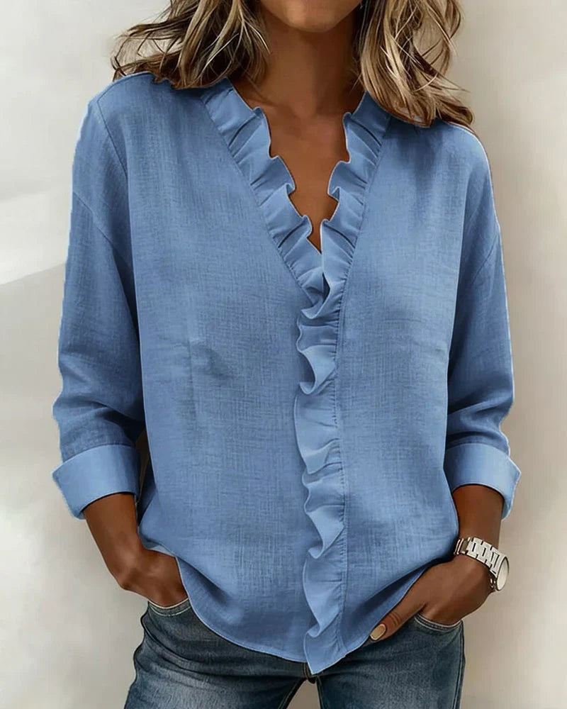 Women's V-Neck Blouse Lightweight Casual Everyday Relaxed Fit Stylish