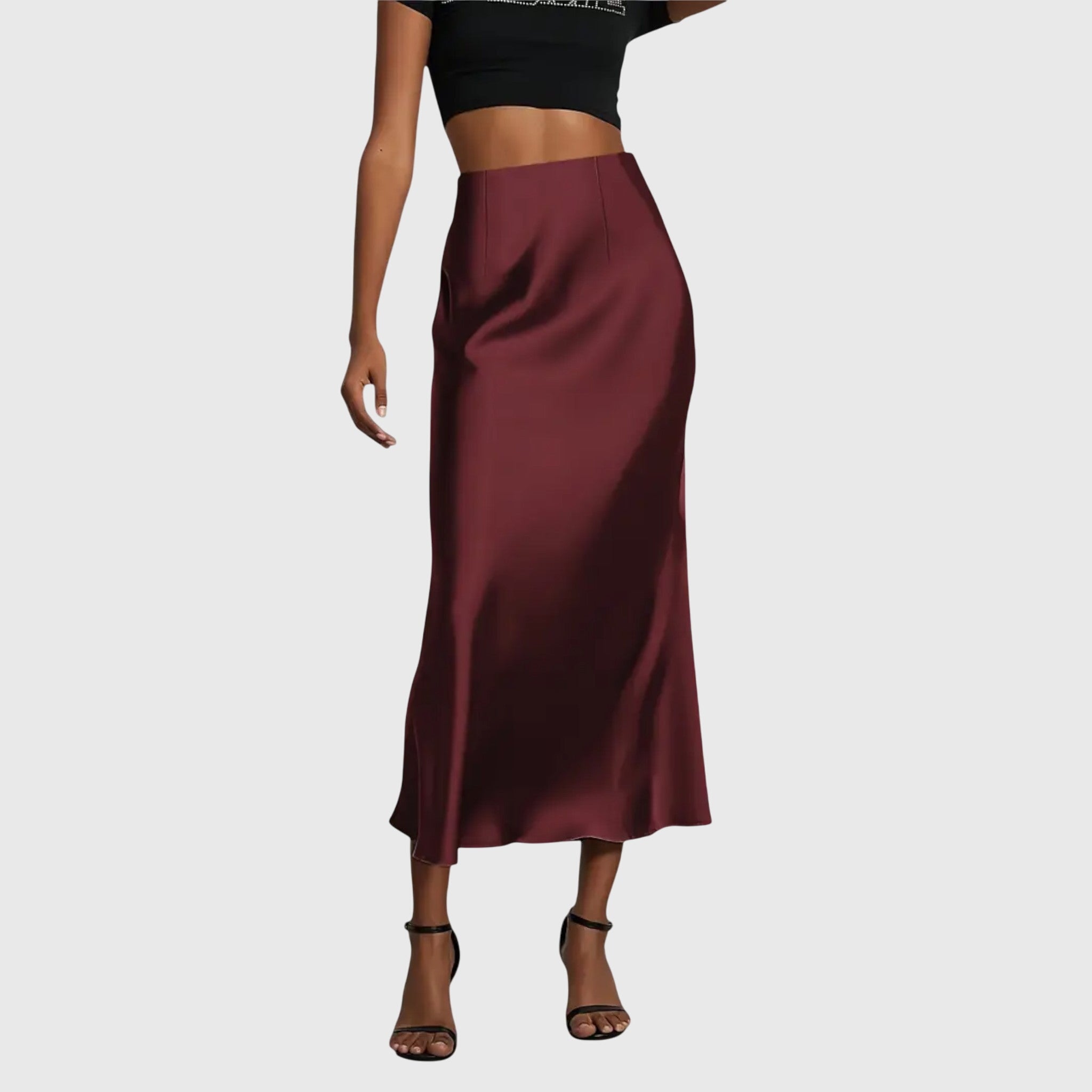 Women's Flowy Midi Skirt Outfit for Work Brunch Parties Holidays and Everyday Wear