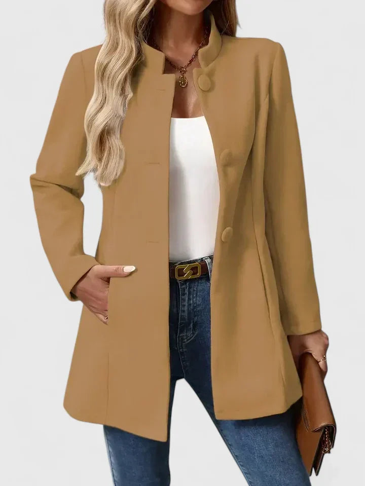 Women's Elegant Jacket Tailored Fit Long Sleeve Notched Collar Classic Occasion