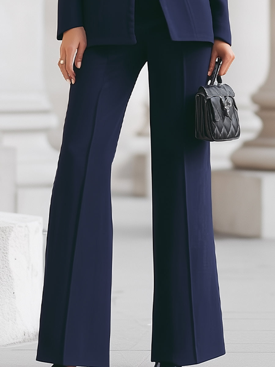 Women's Elegant Blazer and Pants Suit Set Tailored Fit Long Sleeve Professional Office