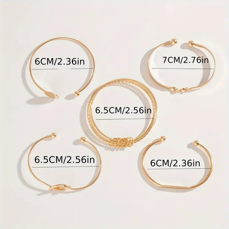 Women's Gold Knotted Bracelet Set Statement Jewellery Jewelry Gift for Women Weddings Parties Prom and Everyday Wear