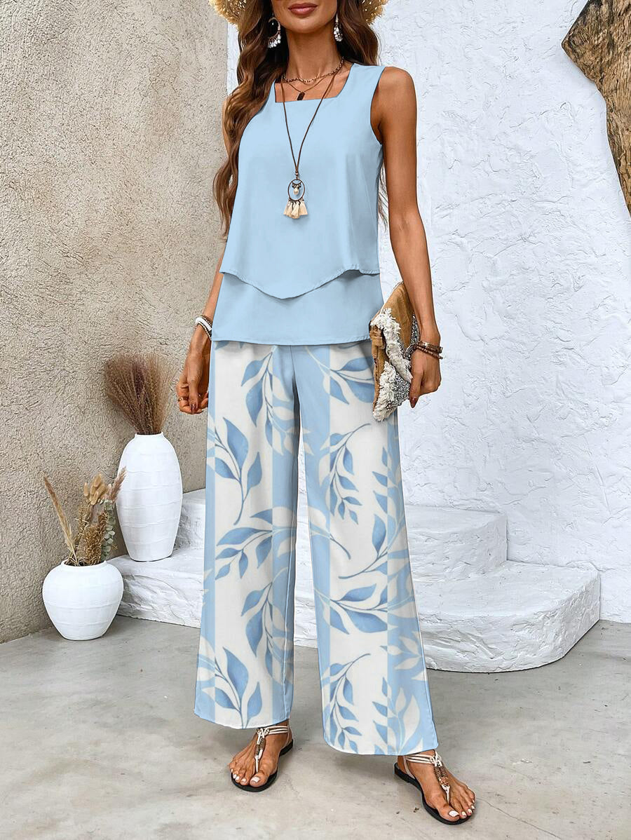 Women's Leaf Print Set Outfit for Weddings Parties Holidays Occasions and Everyday Wear