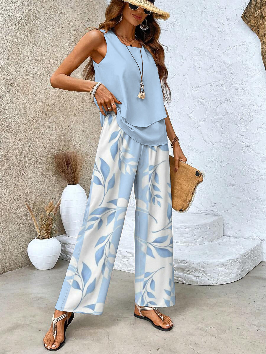 Women's Leaf Print Set Outfit for Weddings Parties Holidays Occasions and Everyday Wear