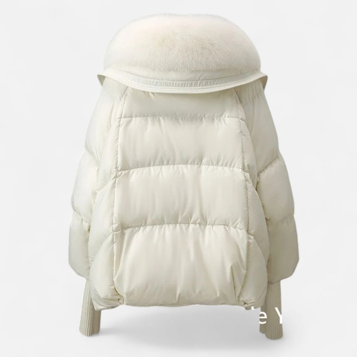 Women's Chic Cropped Puffer Jacket Zip-Up Faux Fur Collar Stylish Layering