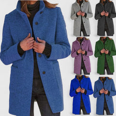 Women's Elegant Overcoat Tailored Fit Long Sleeve Notched Collar Classic Style