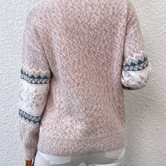 Women's Fair Isle Knit Sweater Mock Neck Long Sleeve Cozy Casual Stylish