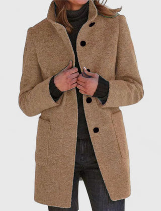 Women's Elegant Overcoat Tailored Fit Long Sleeve Notched Collar Classic Style