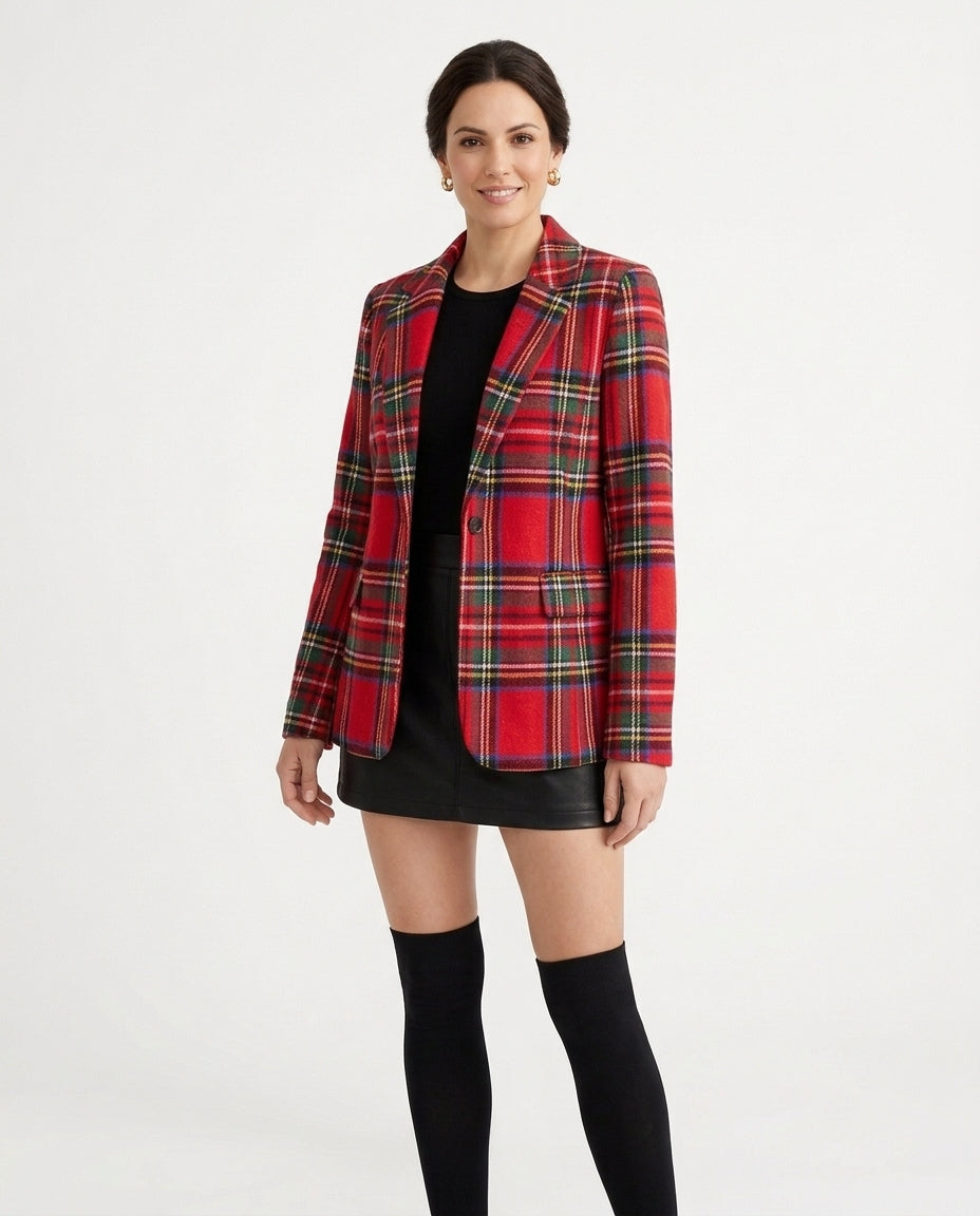 Women’s Plaid Blazer Long Sleeve Jacket