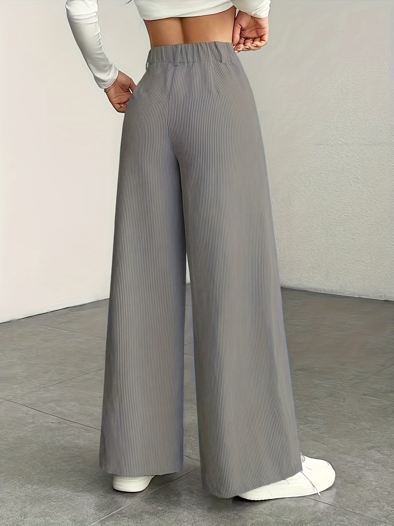 Women's High-Waisted Wide-Leg Trousers Relaxed Fit Tailored Style Chic Everyday