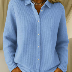 Women's Classic Knitted Cardigan Button Closure Refined Collar Everyday Wear