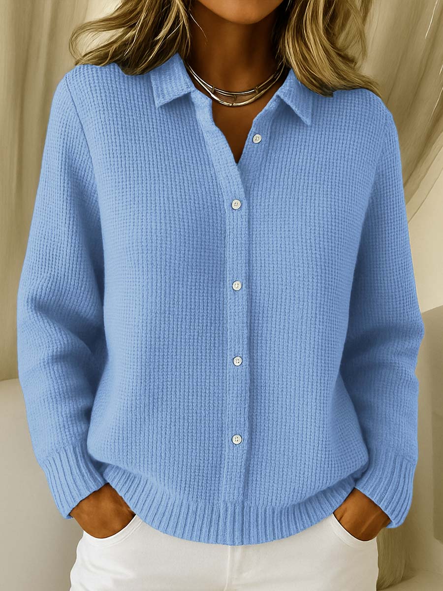 Women's Classic Knitted Cardigan Button Closure Refined Collar Everyday Wear