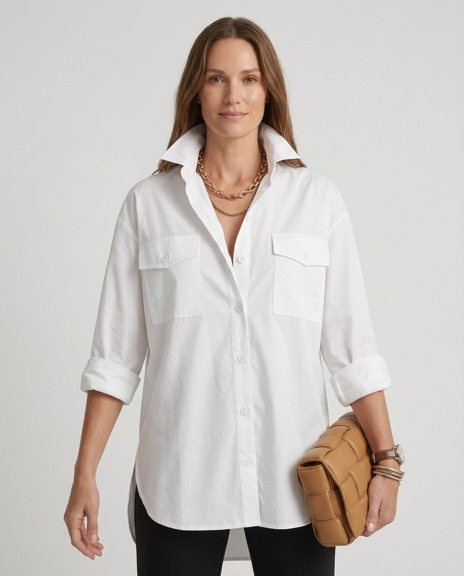 Women’s Button-Down Shirt with Dual Chest Pockets