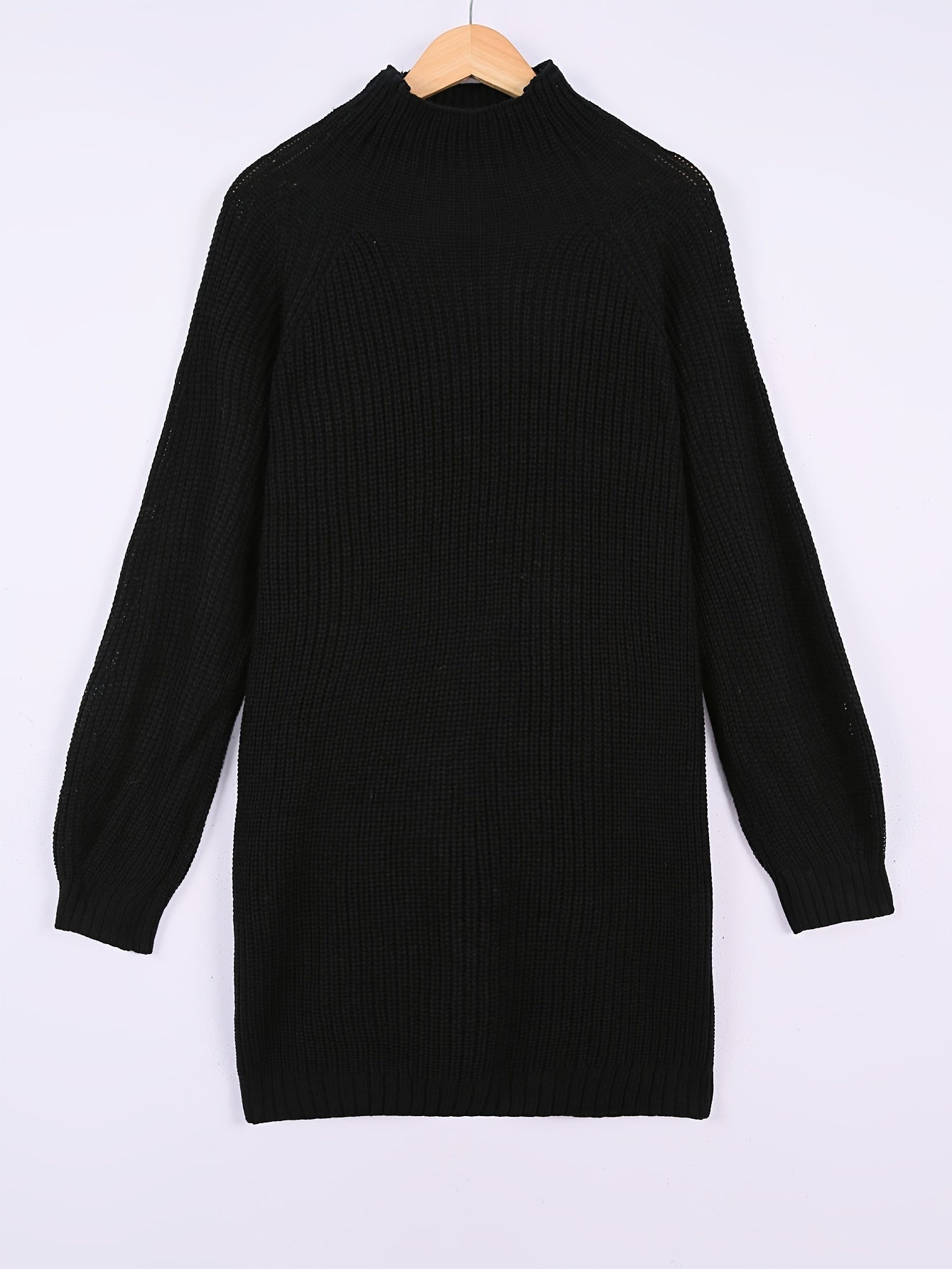 Women's Relaxed Midi Sweater Dress Half-Turtleneck Cozy Casual Everyday