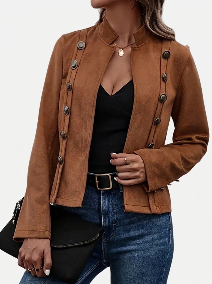 Women’s Double-Breasted Jacket with Stand Collar