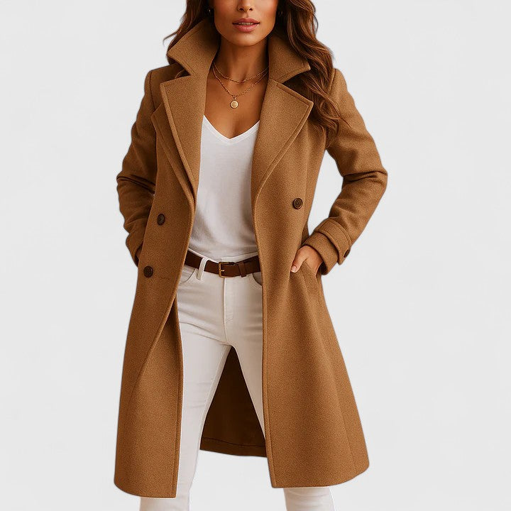 Women's Elegant Overcoat Tailored Fit Long Sleeve Classic Style Formal