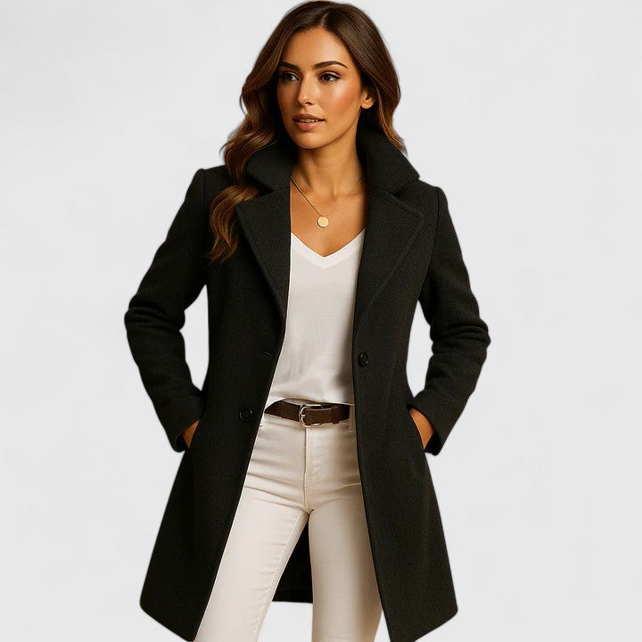Women's Elegant Overcoat Tailored Fit Long Sleeve Classic Style Formal
