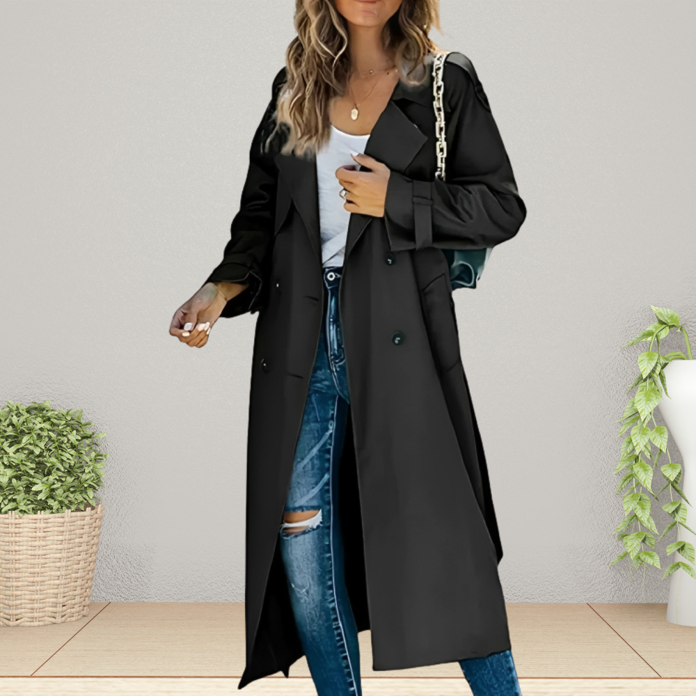 Women's Classic Double-Breasted Trench Coat Mid-Length Tailored Stylish Everyday