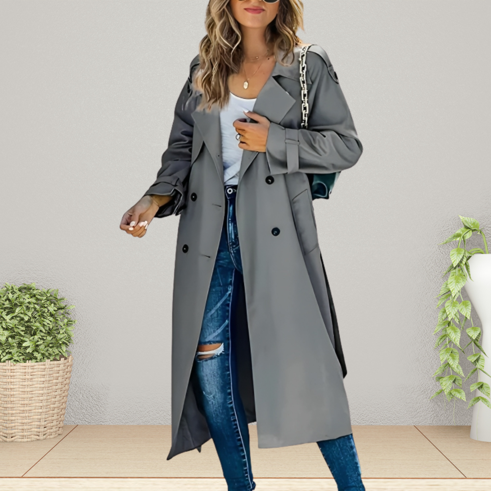 Women's Classic Double-Breasted Trench Coat Mid-Length Tailored Stylish Everyday