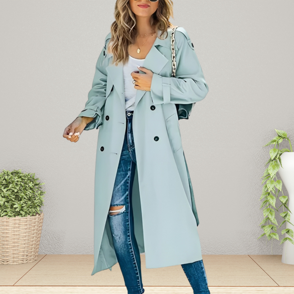 Women's Classic Double-Breasted Trench Coat Mid-Length Tailored Stylish Everyday