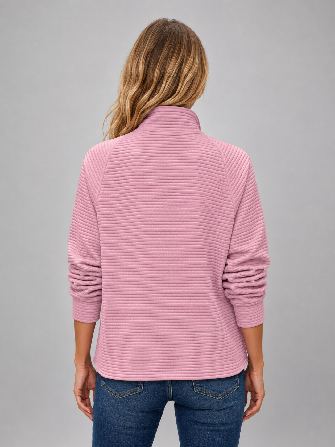 Women's Casual Half Zip Pullover Ribbed Knit Long Sleeve Everyday Sweater