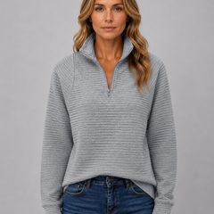 Women's Casual Half Zip Pullover Ribbed Knit Long Sleeve Everyday Sweater