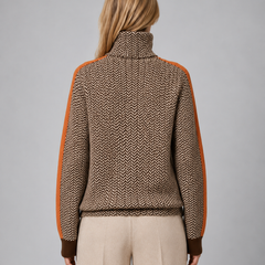 Women's Herringbone Turtleneck Sweater Soft Knit High Neck Casual Everyday