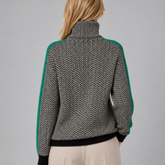 Women's Herringbone Turtleneck Sweater Soft Knit High Neck Casual Everyday