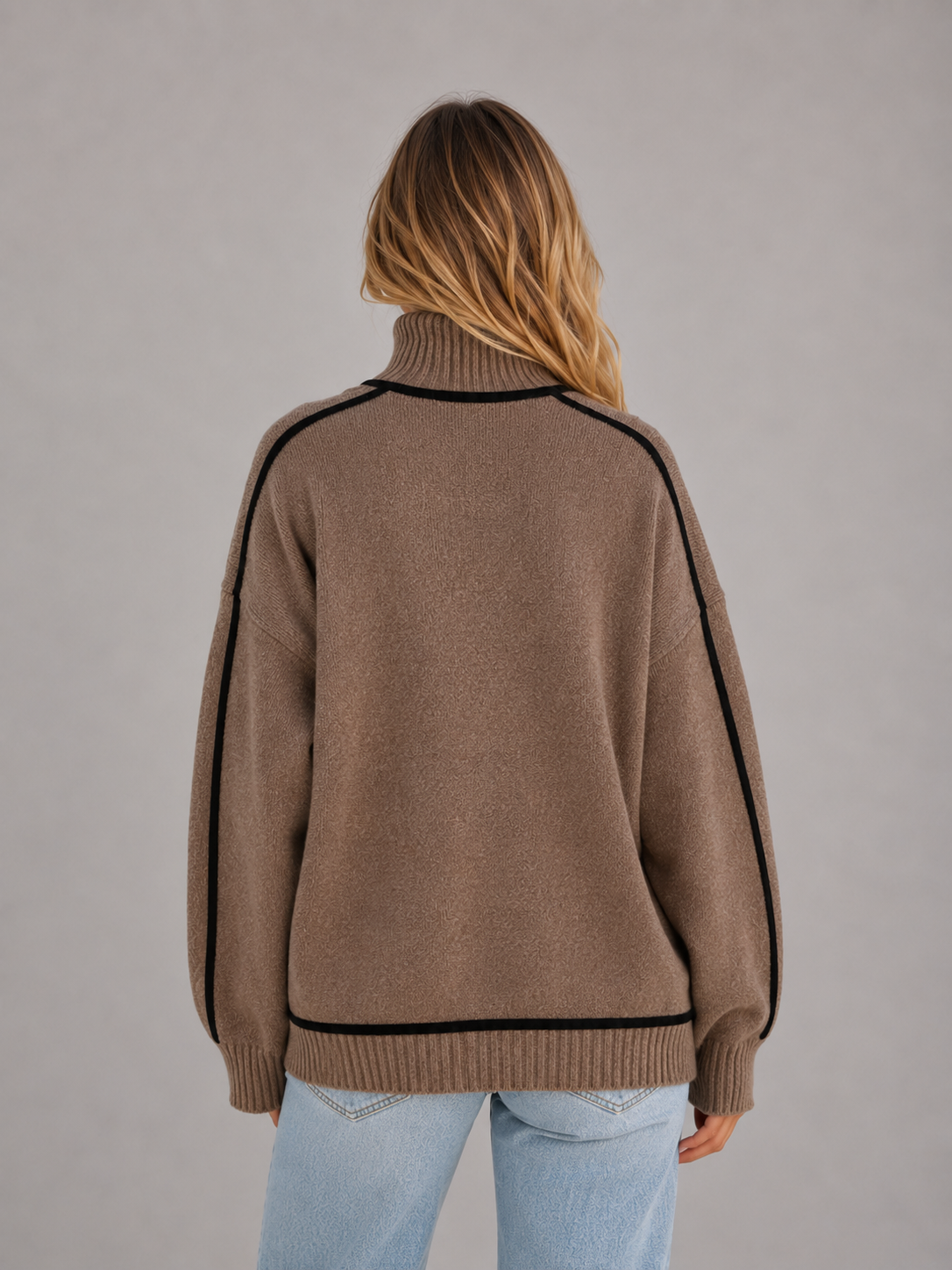Women's Oversized Roll Neck Sweater Soft Knit Cozy Casual Layering