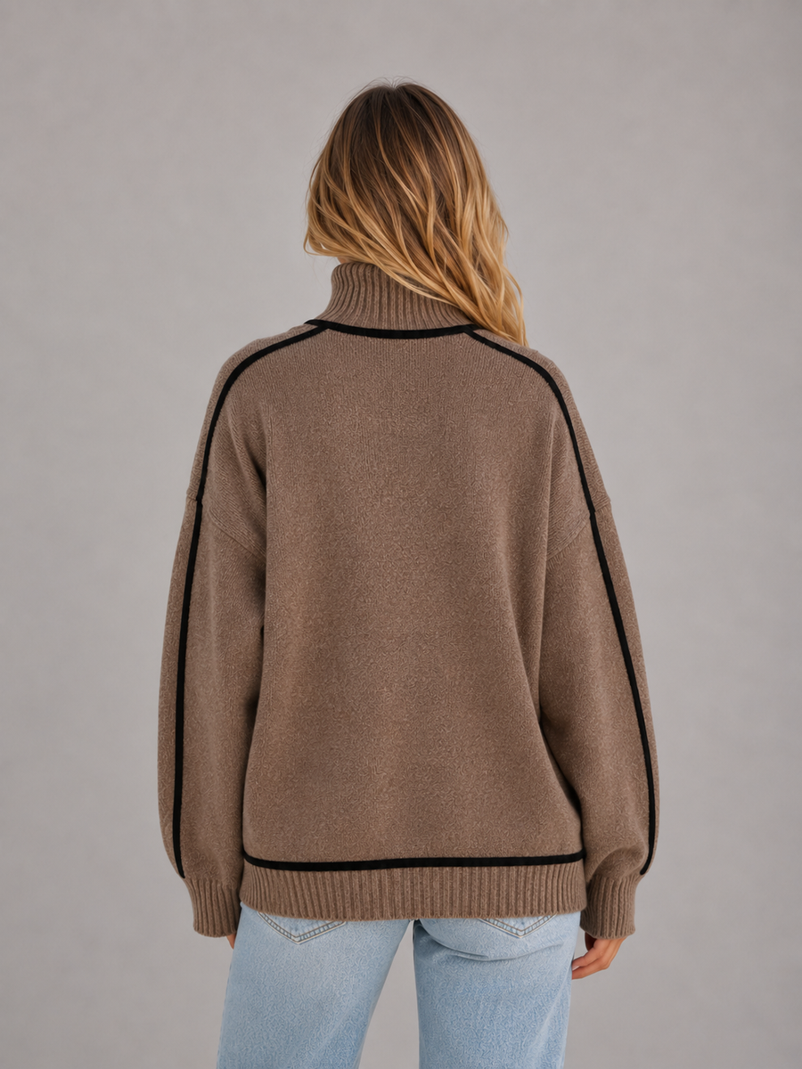 Women's Oversized Roll Neck Sweater Soft Knit Cozy Casual Layering