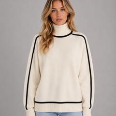 Women's Oversized Roll Neck Sweater Soft Knit Cozy Casual Layering
