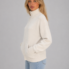 Women's Zip Up Knit Cardigan Funnel Neck Long Sleeve Casual Layering