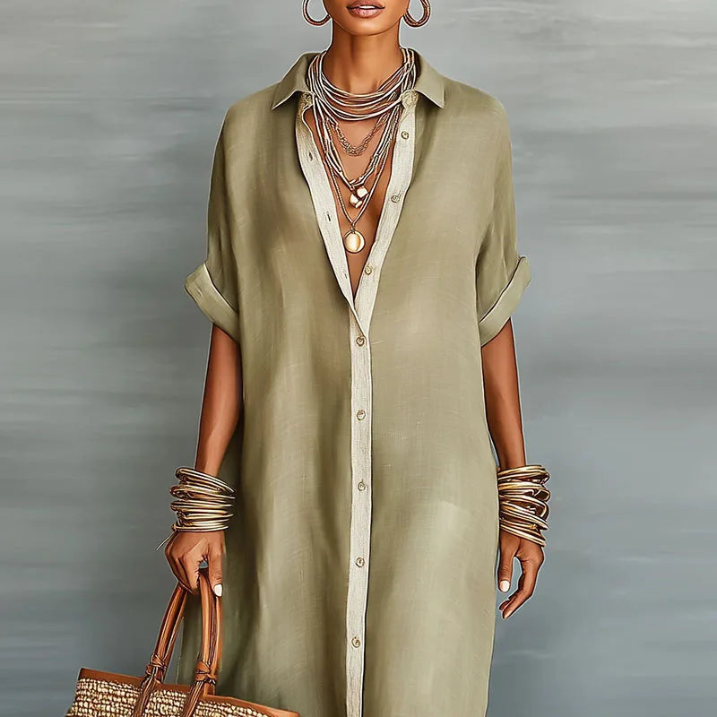 Women's Button Down Maxi Dress Outfit for Summer Holidays Weddings Parties and Everyday Wear