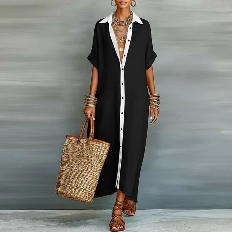 Women's Button Down Maxi Dress Outfit for Summer Holidays Weddings Parties and Everyday Wear