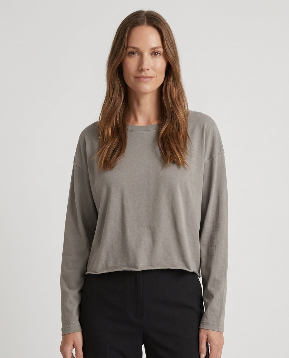 Women’s Long Sleeve Crew Neck Crop Top