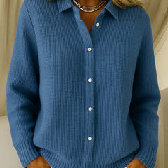 Women's Classic Knitted Cardigan Button Closure Refined Collar Everyday Wear