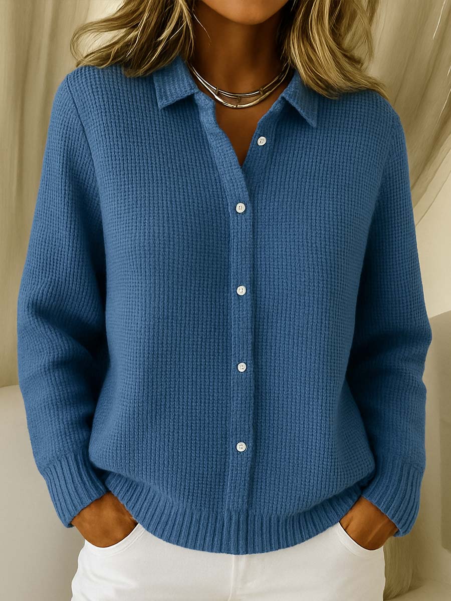 Women's Classic Knitted Cardigan Button Closure Refined Collar Everyday Wear