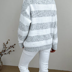 Women's Stylish Striped Knit Turtleneck Sweater Long Sleeve Casual Everyday