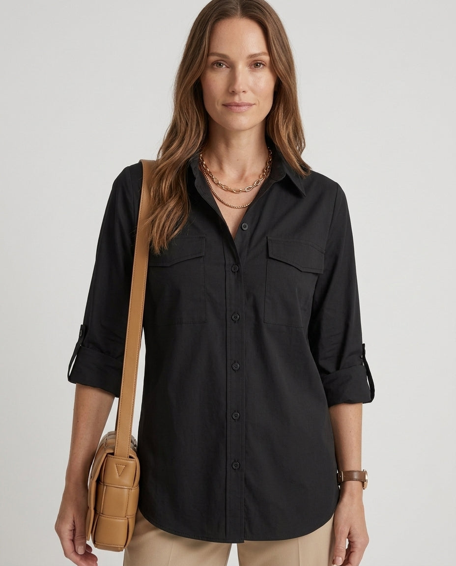Women’s Button-Down Shirt with Dual Chest Pockets