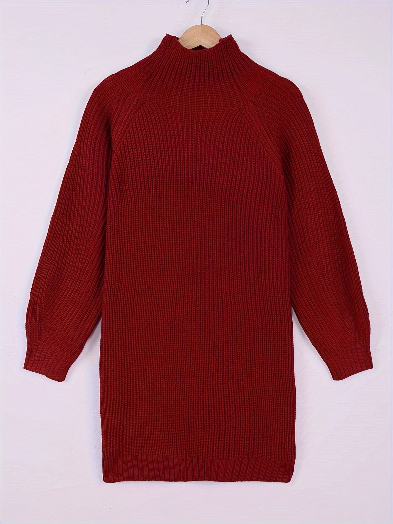 Women's Relaxed Midi Sweater Dress Half-Turtleneck Cozy Casual Everyday