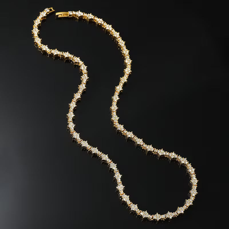 Women's Gold Cluster Tennis Necklace Statement Jewellery Jewelry Gift for Women Weddings Parties Prom and Everyday Wear