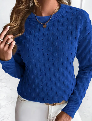 Women's Classic Cable Knit Sweater Crewneck Long Sleeve Versatile Layering