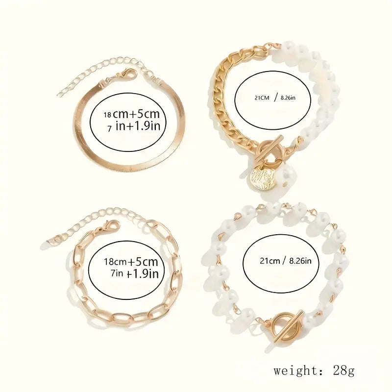Women's Gold Bracelet Set Statement Jewellery Jewelry Gift for Women Weddings Parties Prom and Everyday Wear
