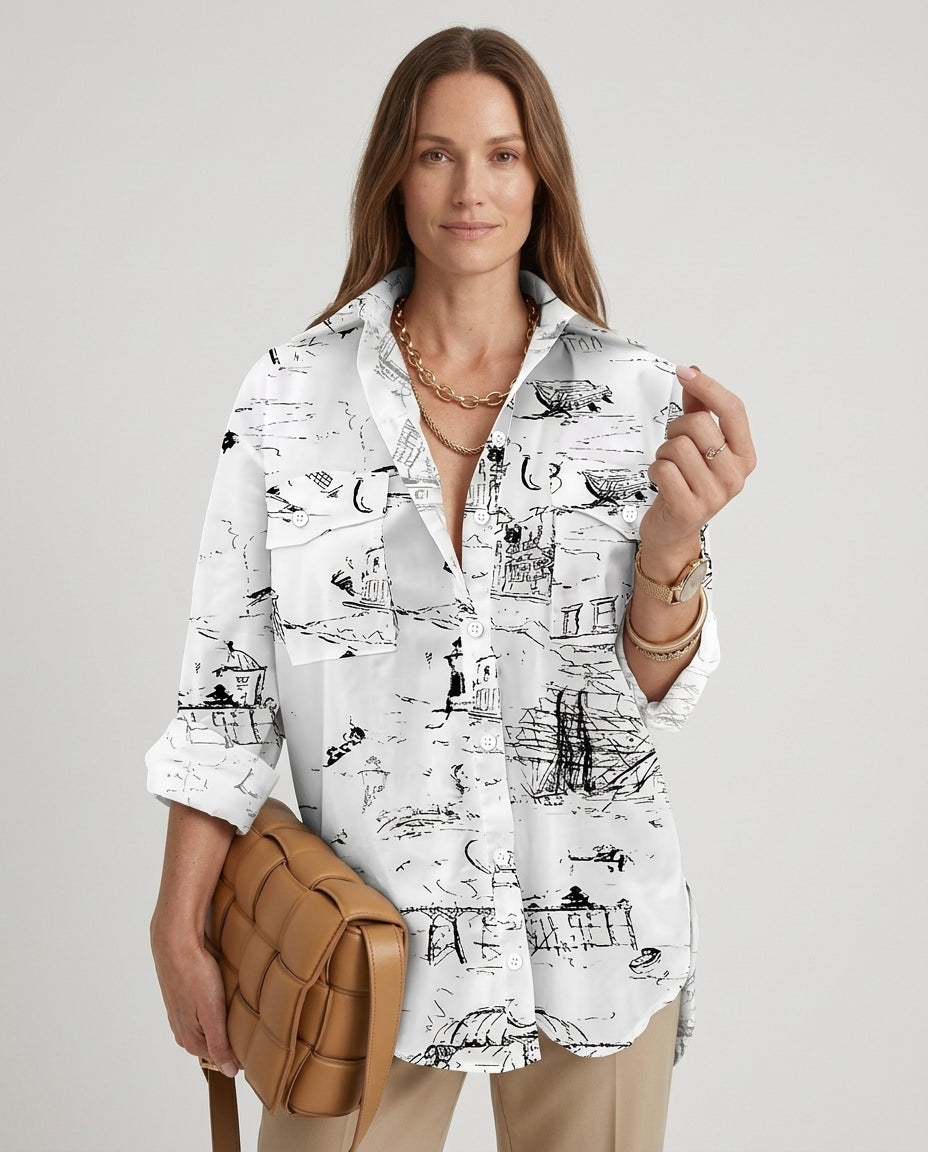 Women’s Button-Down Shirt with Dual Chest Pockets