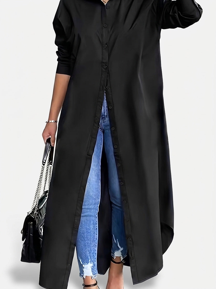 Women’s Longline Button-Down Shirt Dress