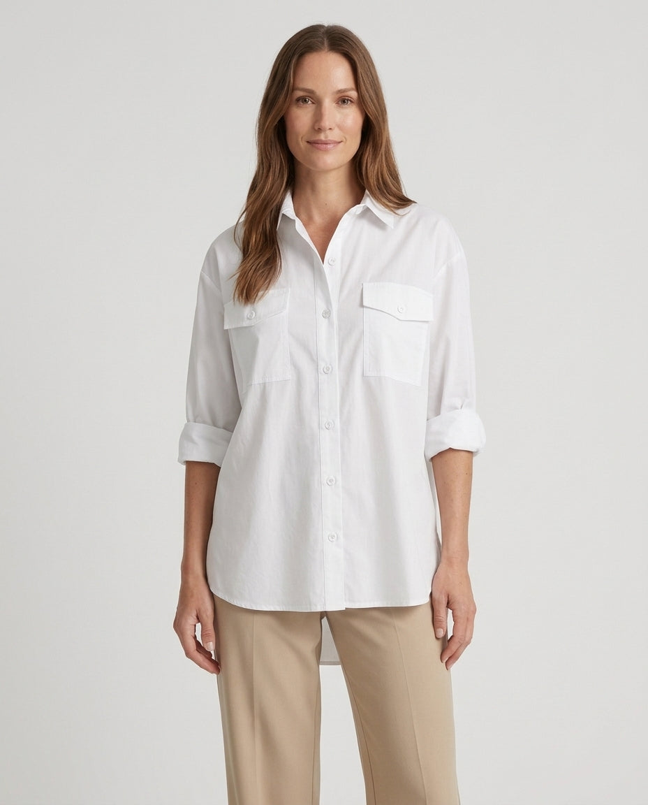 Women’s Button-Down Shirt with Dual Chest Pockets