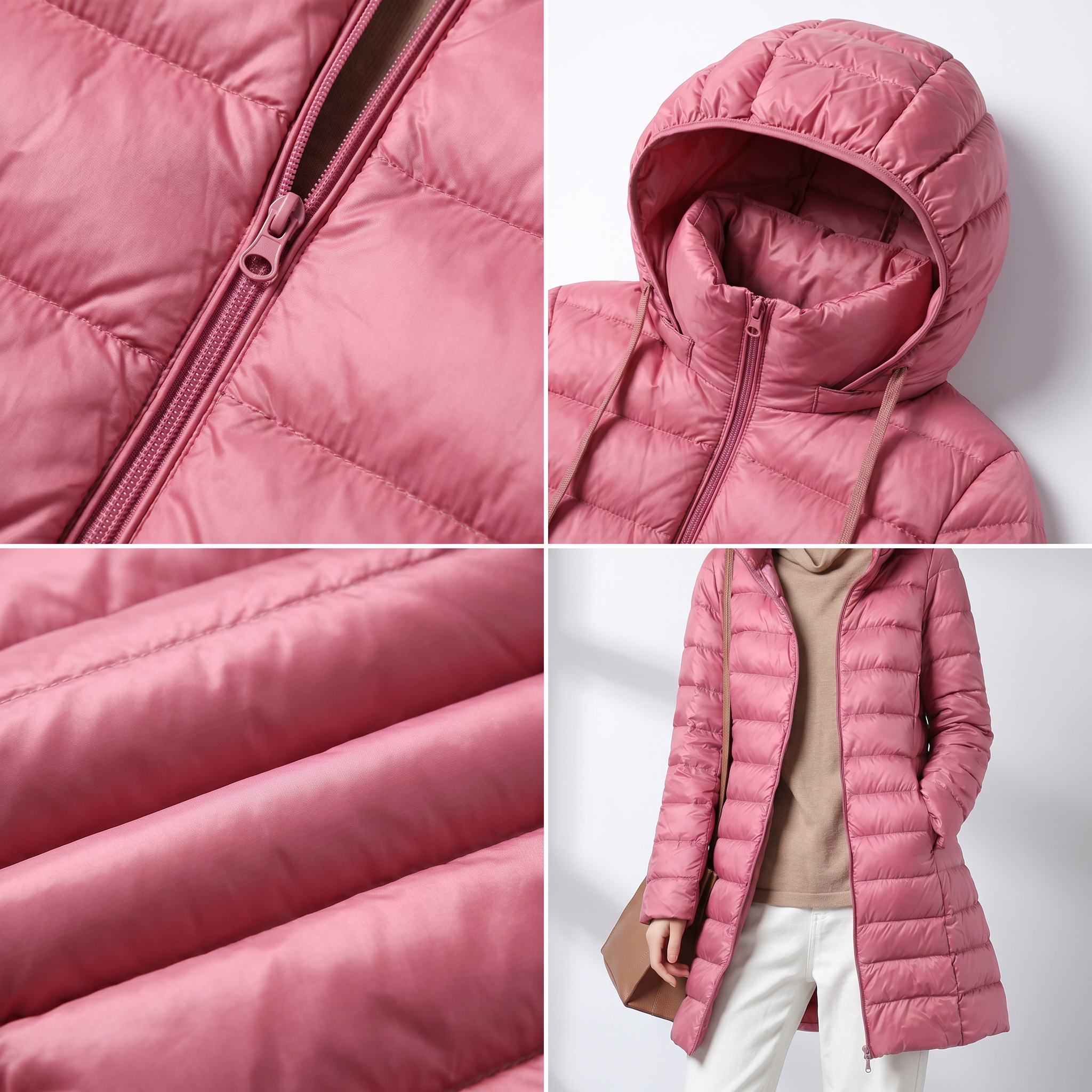 Women's Ultralight Down Jacket Full-Zip Hooded Lightweight Casual Outdoor