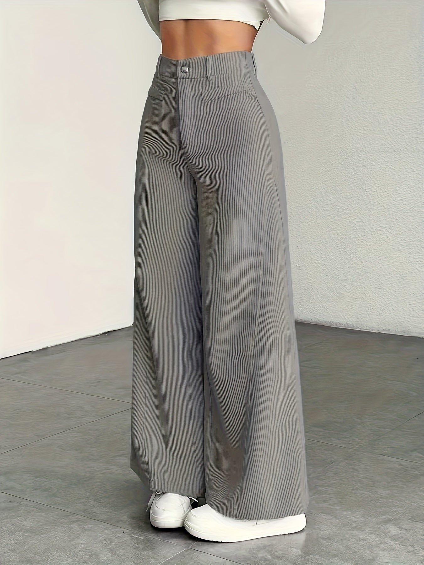 Women's High-Waisted Wide-Leg Trousers Relaxed Fit Tailored Style Chic Everyday