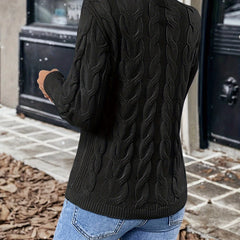 Women's Stylish Cable Knit Turtleneck Sweater Fitted Long Sleeve Cozy Casual